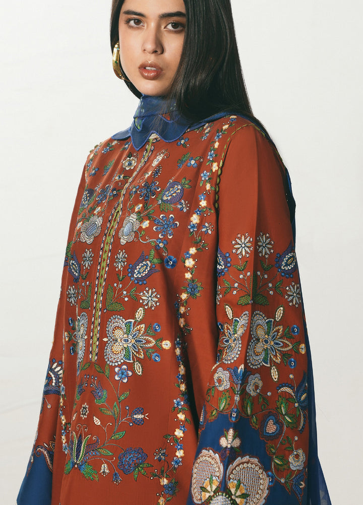 Jugnu by Hussain Rehar Unstitched Embroidered Cotton 3 Piece Suit HR26UJC TAHMI - Festive Collection