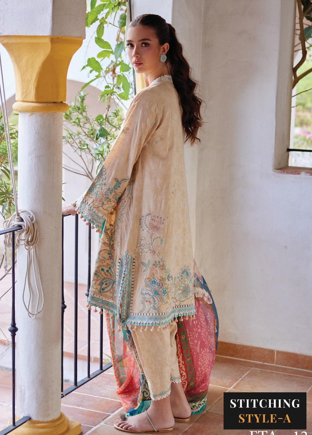 Farah Talib Aziz Unstitched Embroidered Lawn 3 Piece Suit FTA26UL FTA-12 ISABELLA SAND - Summer