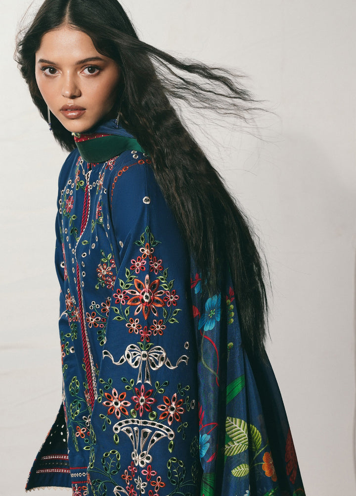Jugnu by Hussain Rehar Unstitched Embroidered Cotton 3 Piece Suit HR26UJC PEROZ - Festive Collection