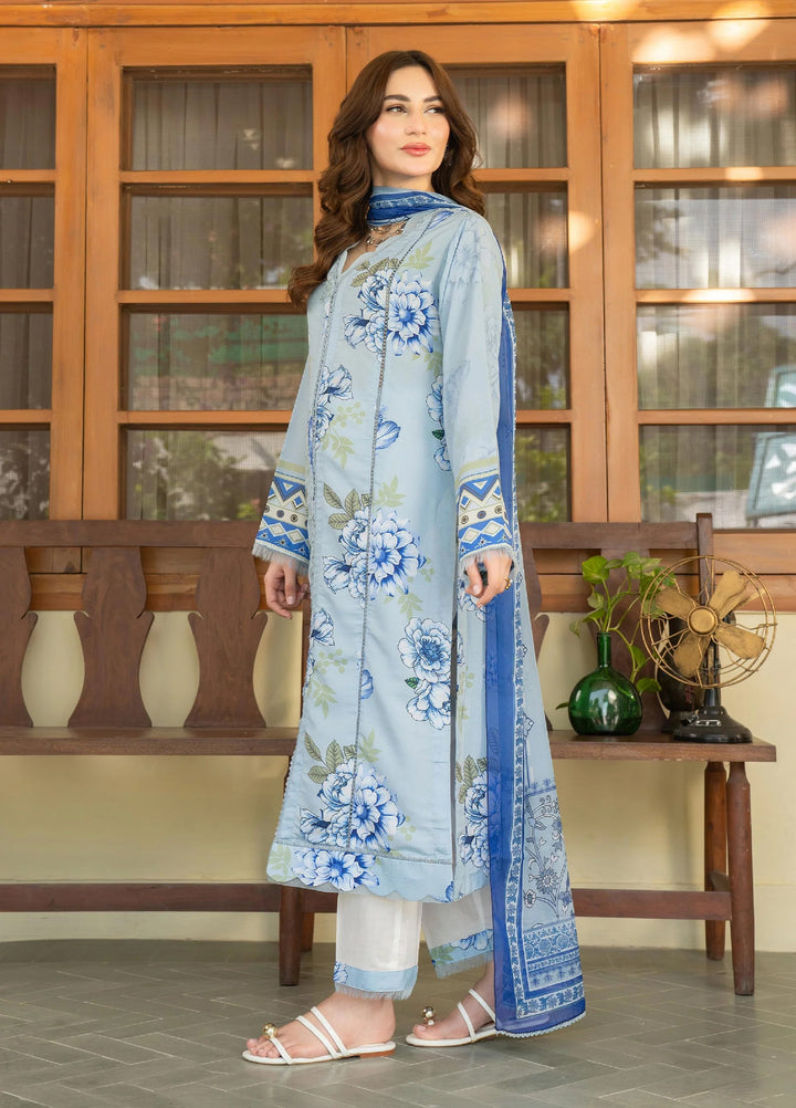 Mah e Noor Intermix by Panache 3 Piece Raw silk Frost Blue - Winter Collection