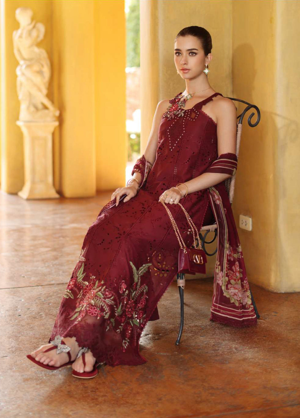 Noor by Saadia Asad Unstitched Embroidered Luxury Lawn 3 Piece Suit SA26UNL D10A-ROSELLE - Eid Collection