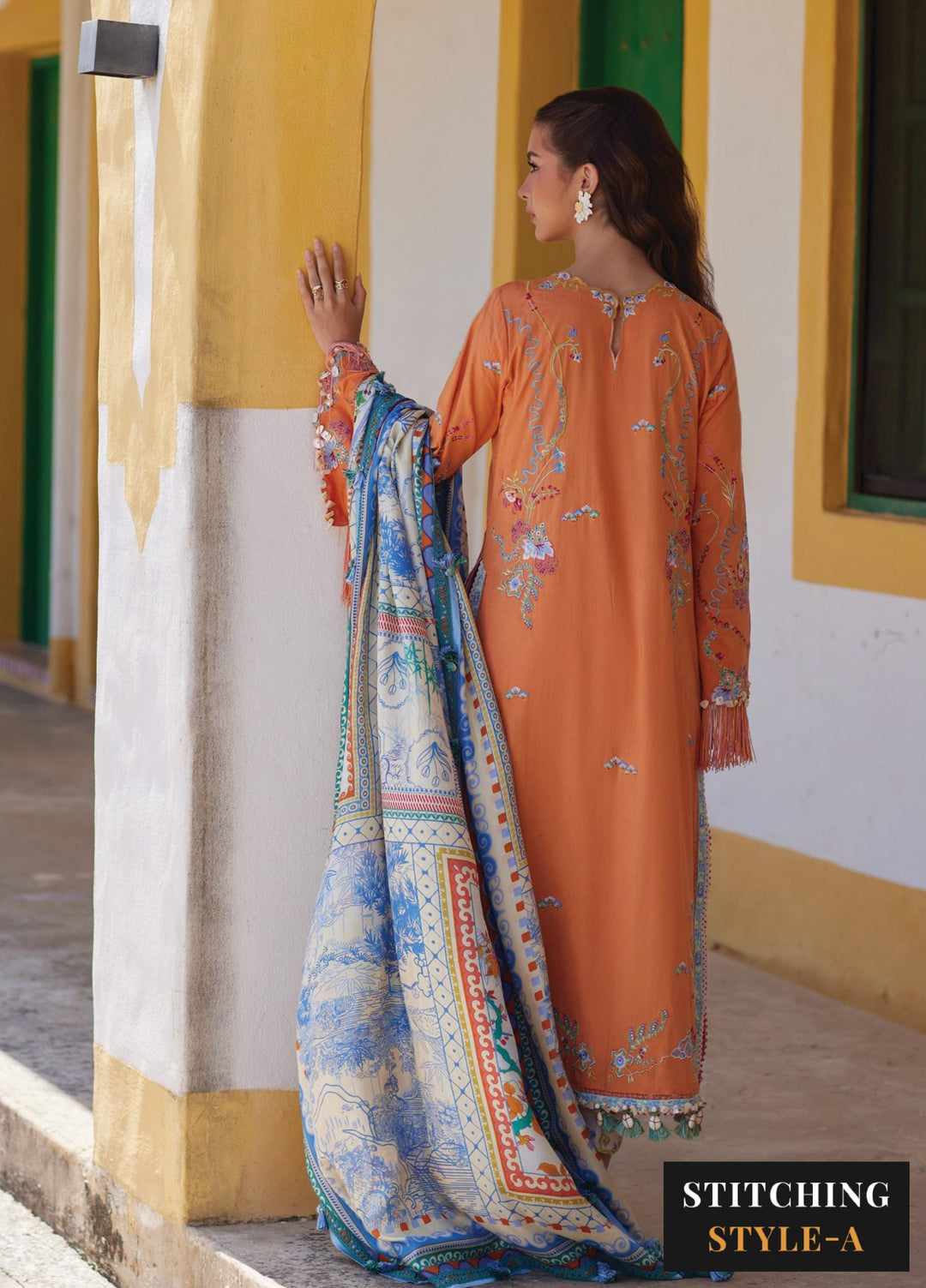 Farah Talib Aziz Unstitched Embroidered Lawn 3 Piece Suit FTA26UL FTA-04 LUCIA BURNT ORANGE - Summer