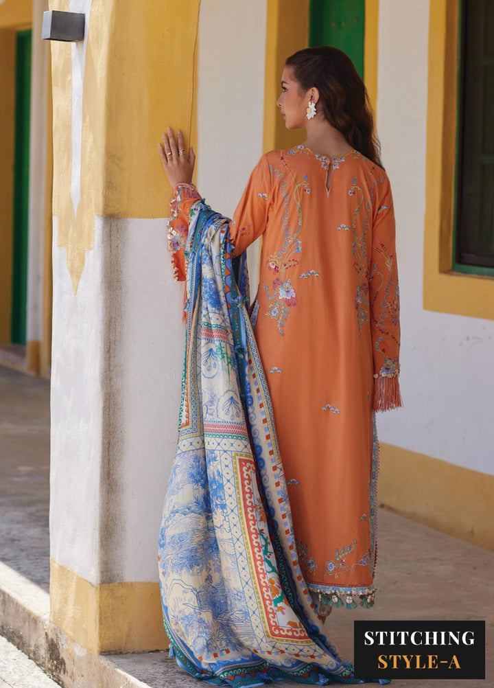 Farah Talib Aziz Unstitched Embroidered Lawn 3 Piece Suit FTA26UL FTA-04 LUCIA BURNT ORANGE - Summer