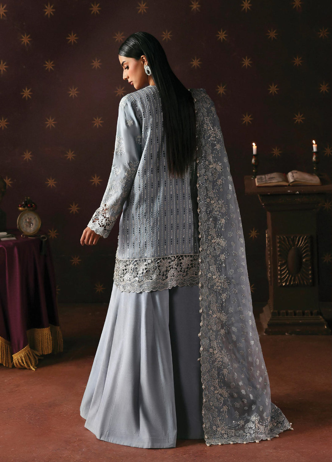 La Fuchsia by Afrozeh Unstitched Hand work Raw Silk 3 Piece Suit AF26ULF Magician FWU-0071 - Wedding Collection