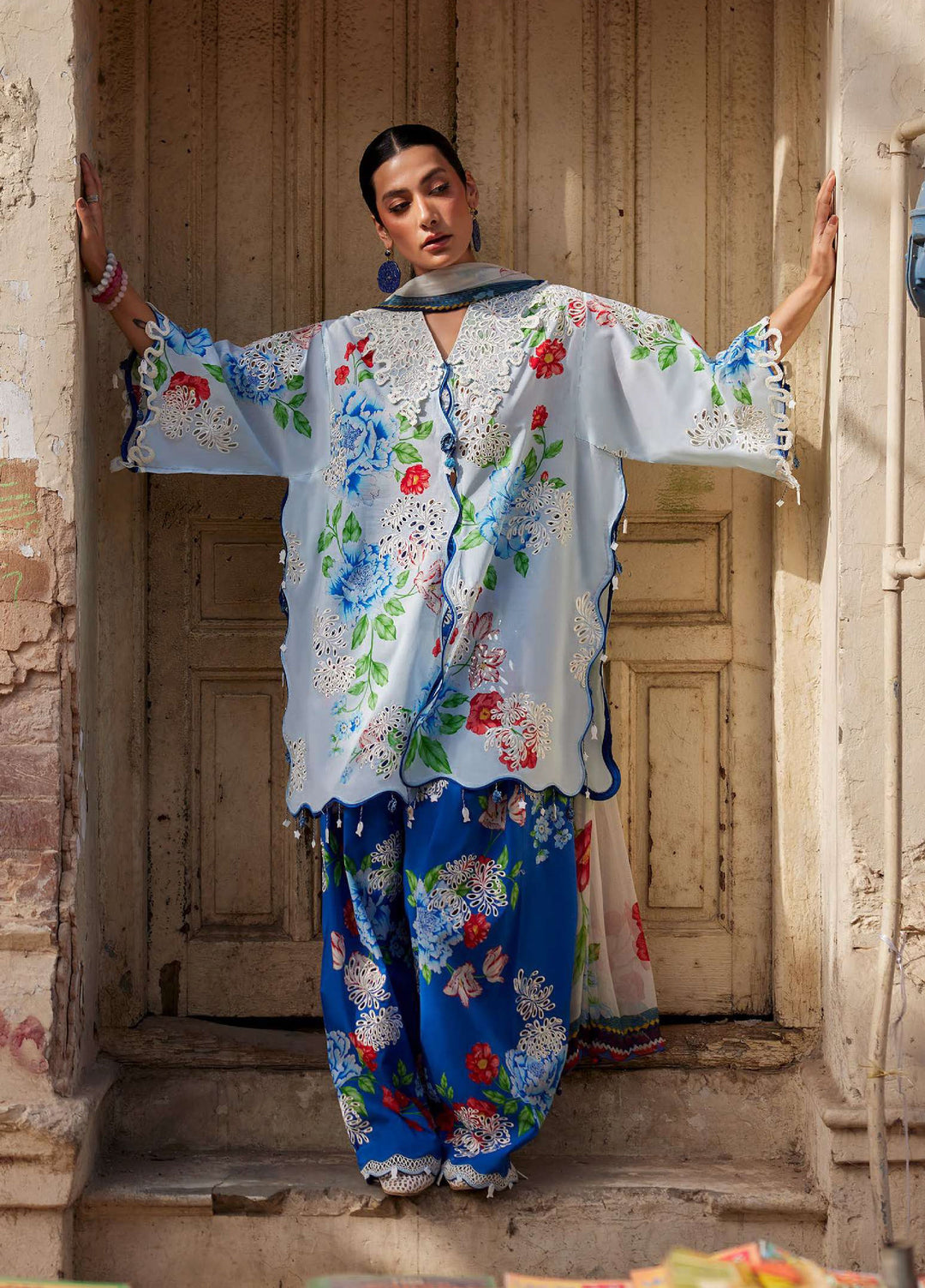 Wild Flower by Zaha Unstitched Embroidered Lawn 3 Piece Suit ZK26UWL ZF26-02 Blue Poppy - Festive Collection