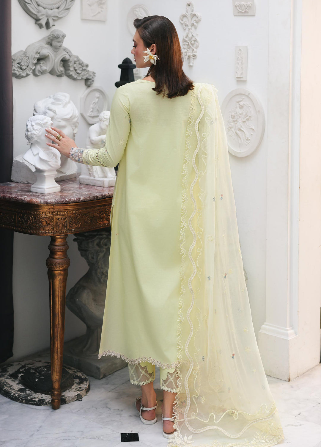 Q Line by Qalamkar Unstitched Chikankari Embroidered Lawn 3 Piece Suit QLK26UQL RP-13 MOONSTONE - Summer Collection