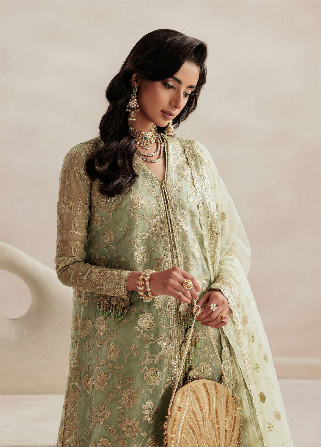 Aik Shaam by AIK Atelier Unstitched Organza Embroidered 3 Piece Suit AIK26US D-07 - Wedding Collection