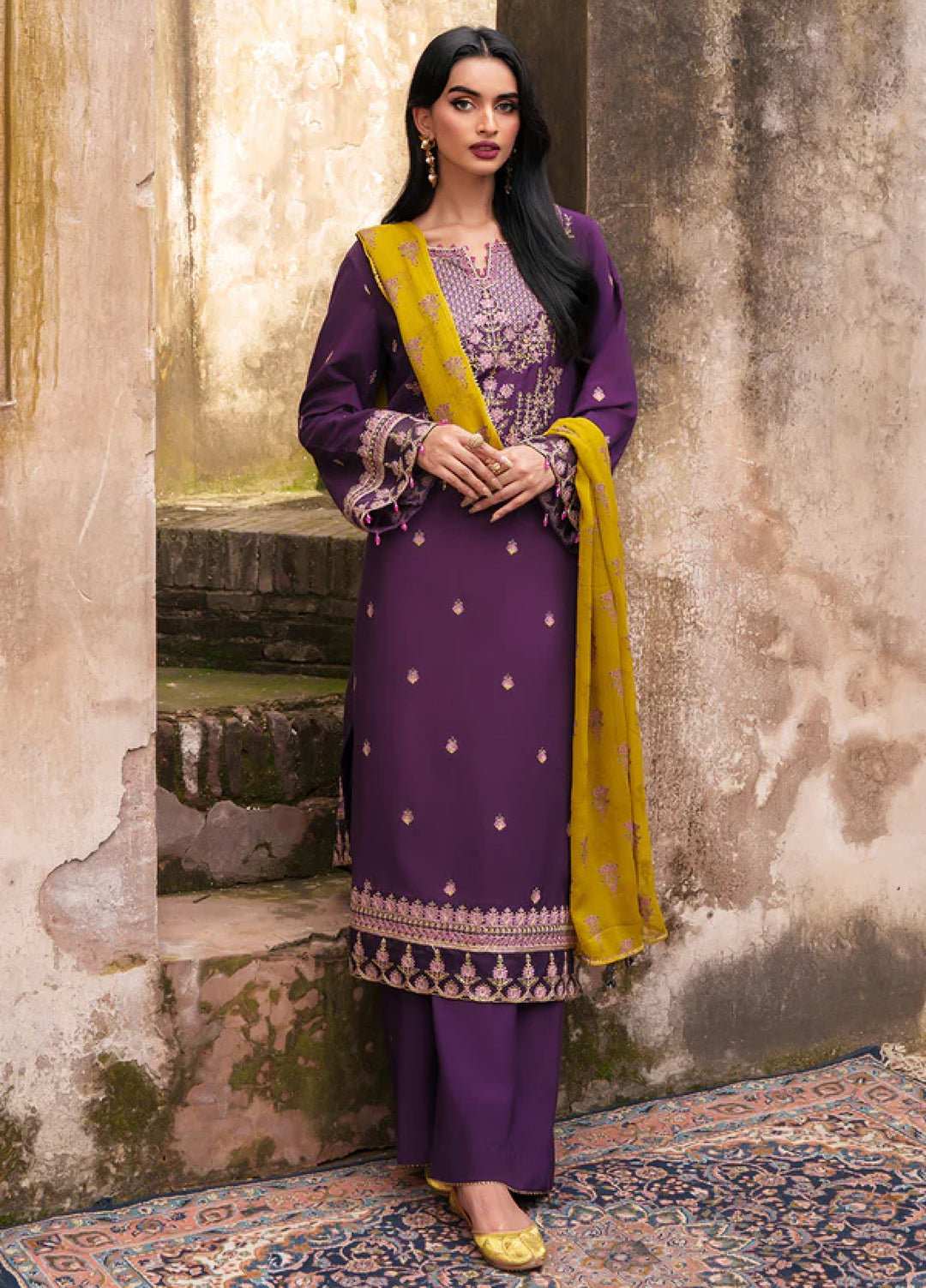 Zaria by Meeral Pret Embroidered Raw Silk 3 Piece Raven - Festive Collection