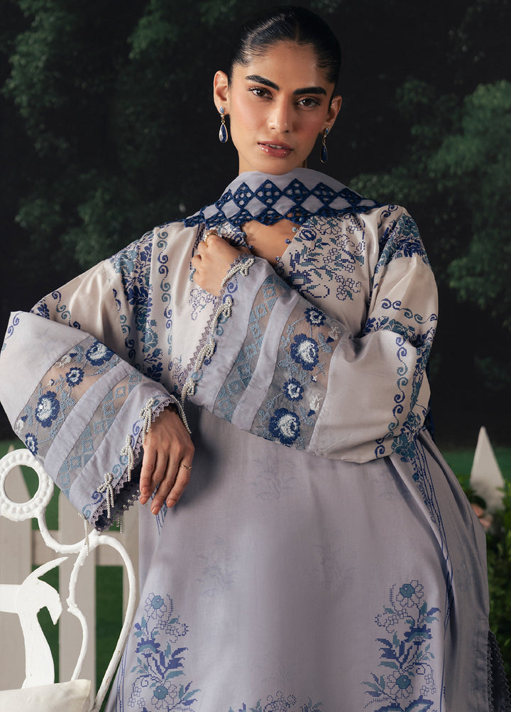 Moonsoon Edit by Cross Stitch Unstitched Printed Cambric 3 Piece Suit CS26UCM Azure Bloom - Casual Collection