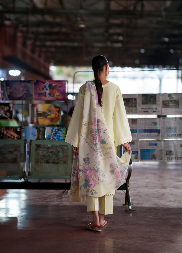 Summer Travels by Casuallite RTW Embroidered Cotton Lawn 3 Piece Suit CL26ULST OUTFIT 02 LEMON ECLAT - Casual Collection