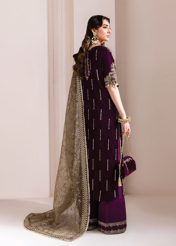 Makhmal by Alizeh Fashion Unstitched Luxury Velvet Embroidered 3 Piece Suits AFB25MV AF-VLT-2228-ZARLISH - Festive Collection