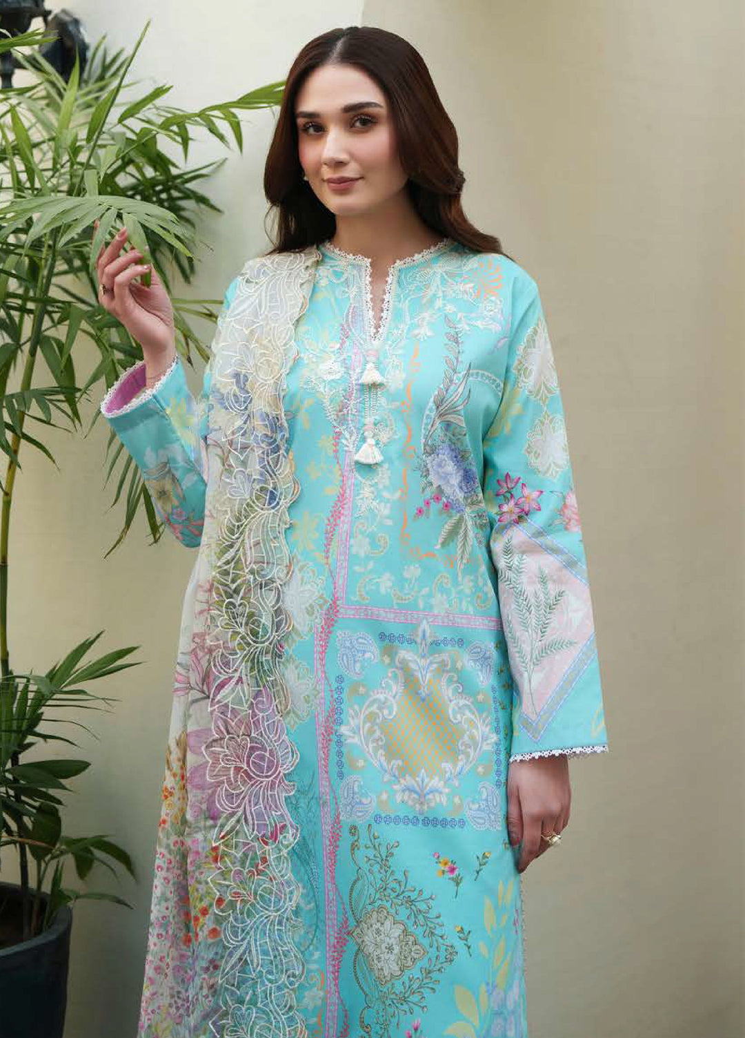 Whispered Florals by Roheenaz Unstitched Embroidered Lawn 3 Pcs Suit RNZ26UWF D-11 A PETAL HUSH - Summer