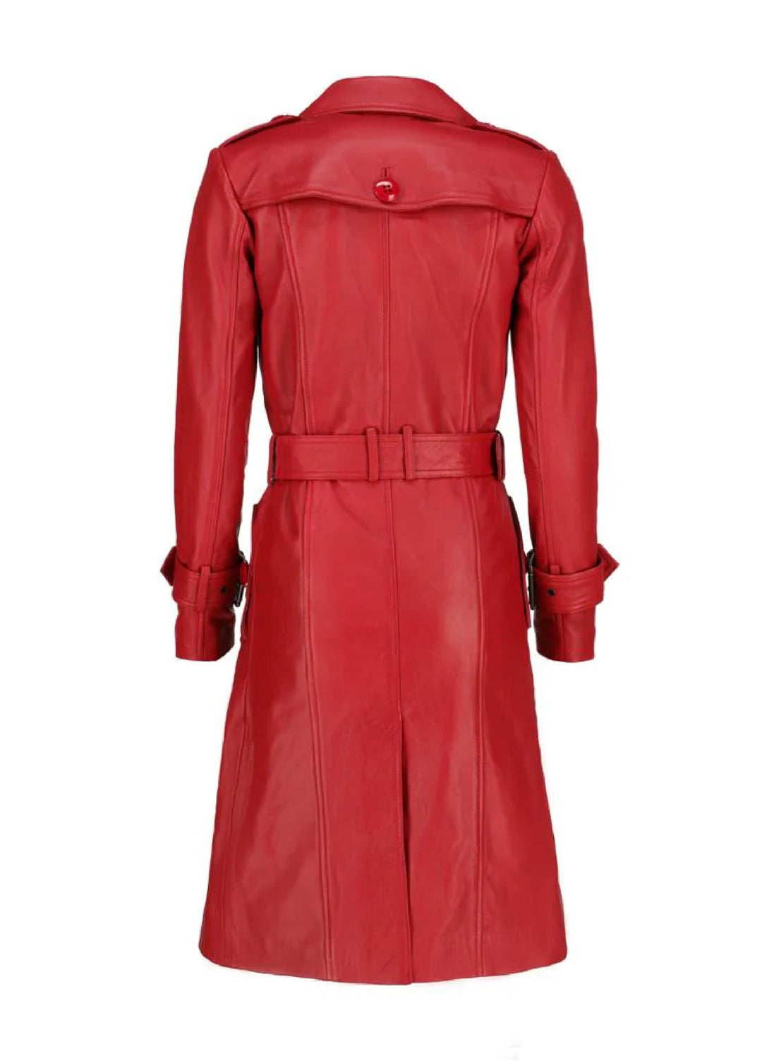 Jild Bomber Jacket Solids Womens Leather Long Coat Red - Winter Collection