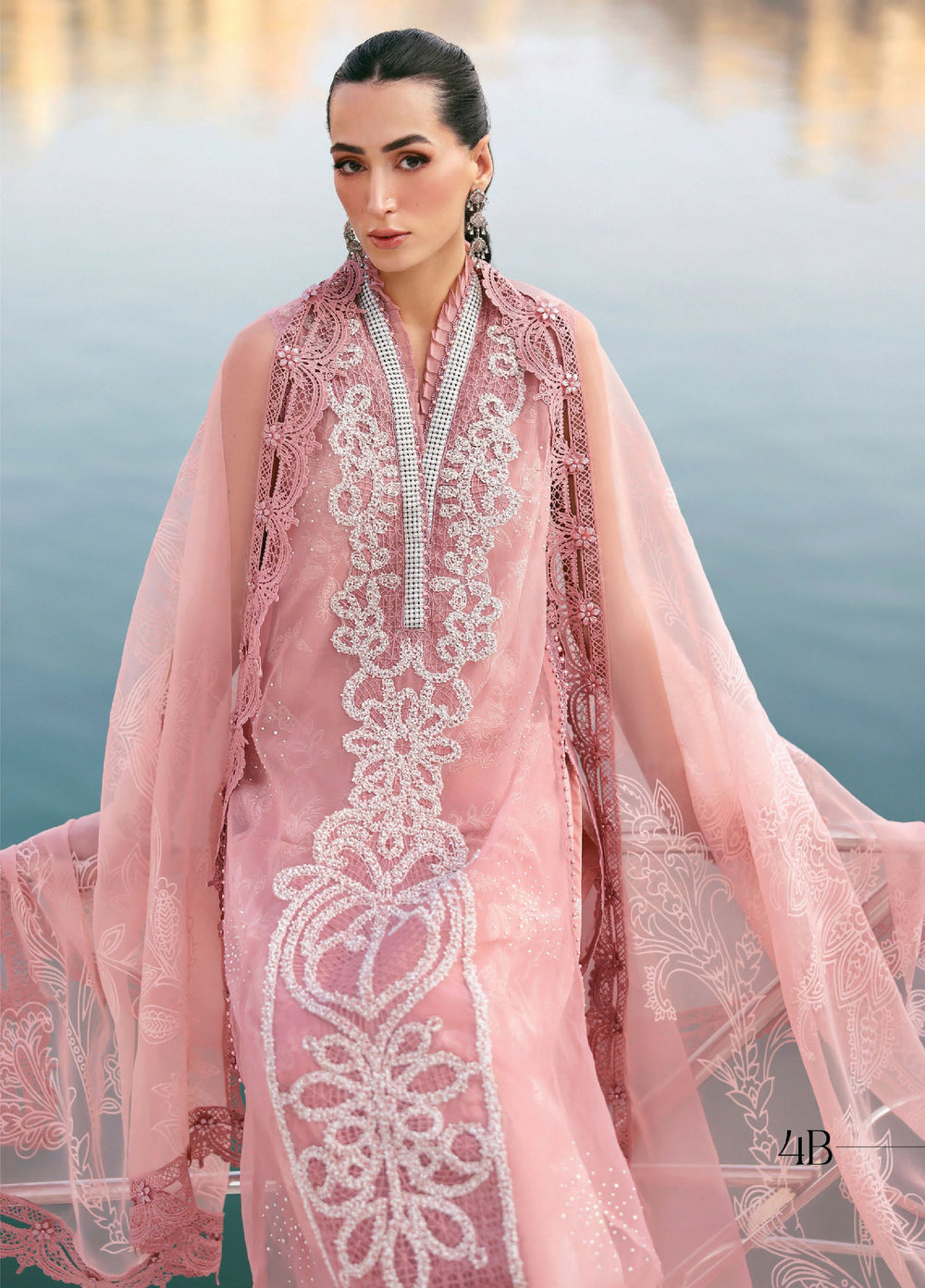 Maria B Unstitched Embroidered Luxury Lawn 3 Piece Suit MB26UEL 4B - Eid Collection