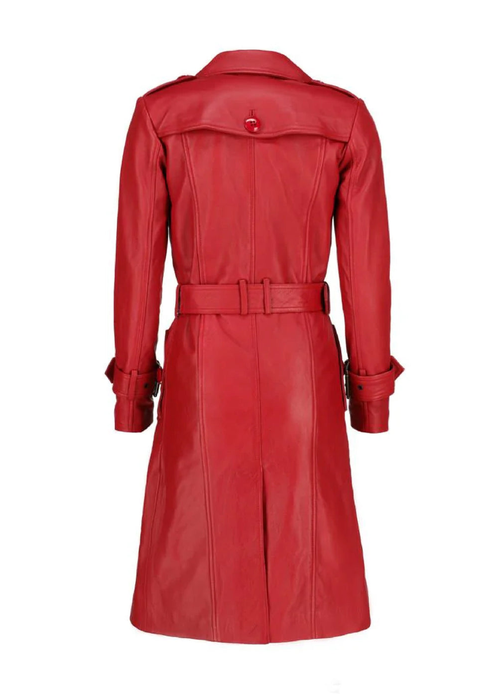 Jild Bomber Jacket Solids Womens Leather Long Coat Red - Winter Collection