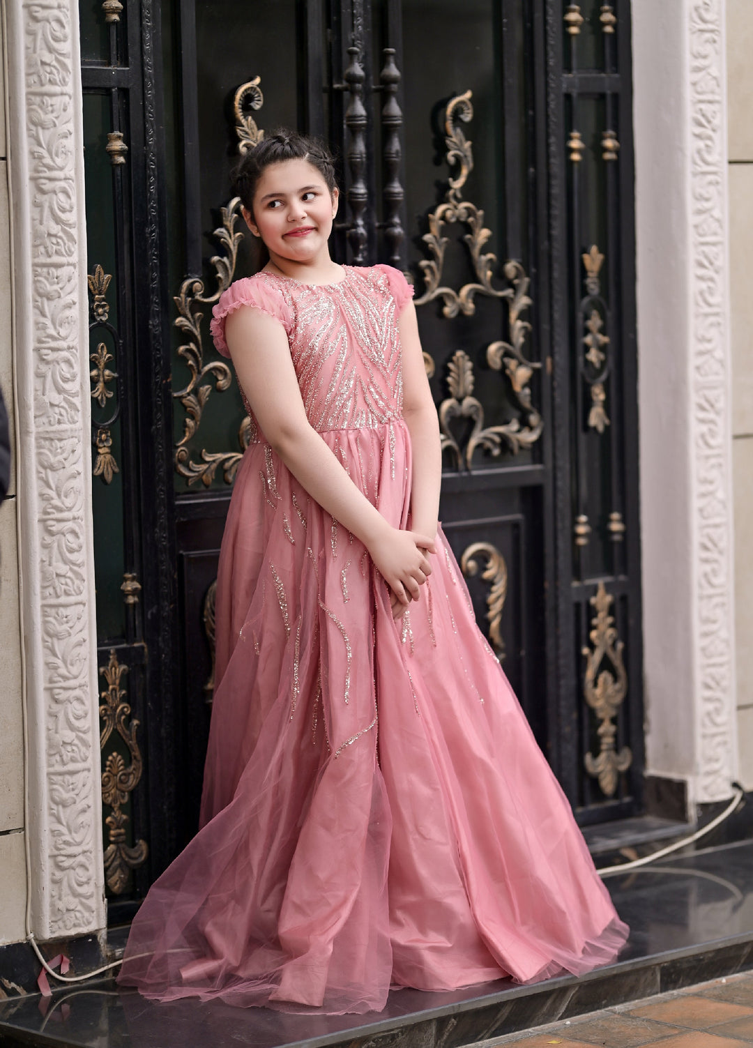 Andaz e Jahan by Qurratulain Saqib Pret kids Imported Net 1 Piece Hand work Mahi's Wardrobe - Wedding Collection