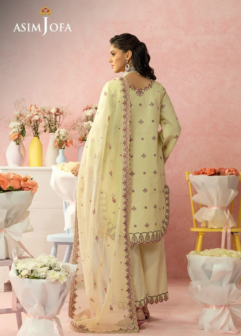 Asim Jofa Unstitched Embroidered Luxury Lawn 3 Piece Suit AJ26ULL AJULW-09 - Festive Collection