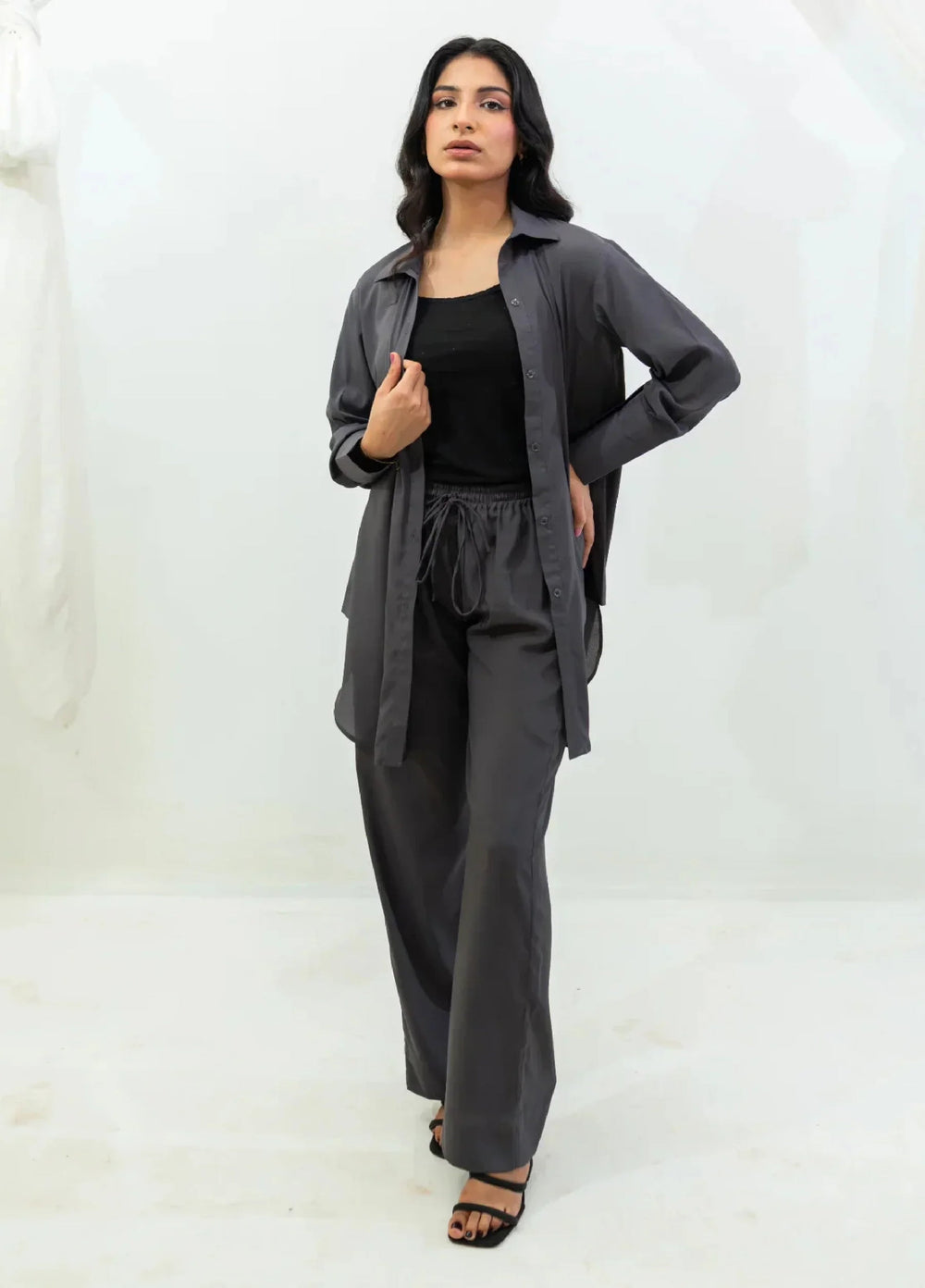 Zauk Women RTW Solids Wrinkle Free Crepe 2 Piece Suit ZK26RC Charcoal Gray Two Piece Set ZAU-CG - Casual Collection