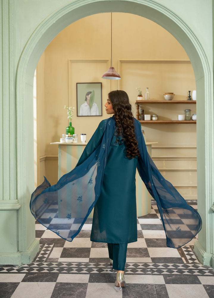 Naaz Couture Women RTW Embroidered Lawn 3 Piece Suit NC26RLC Teal - Casual Collection