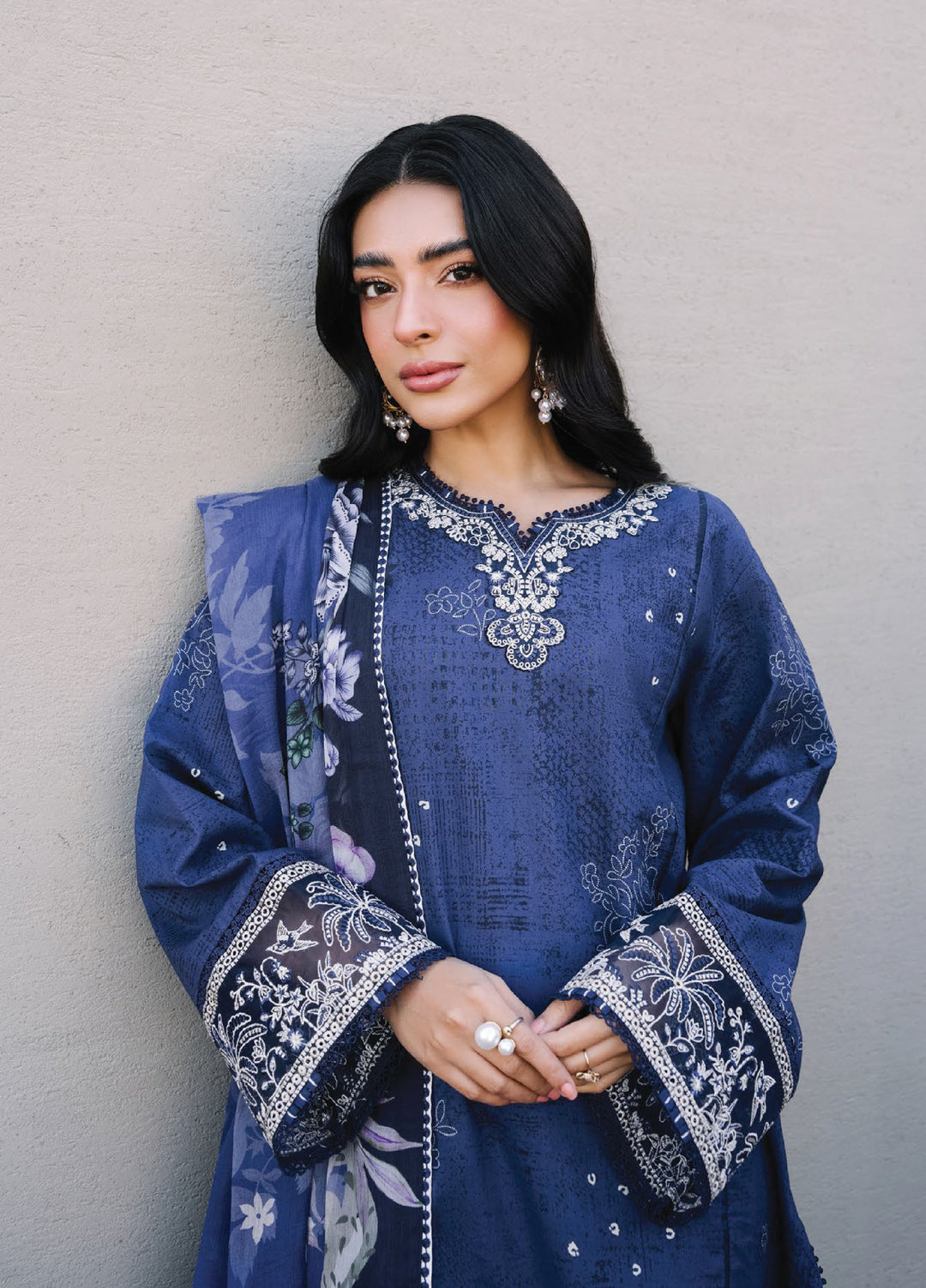 Afsanah by Seran Unstitched Embroidered Lawn 3 Piece Suit SN26UAL D-12 Sia - Summer Collection