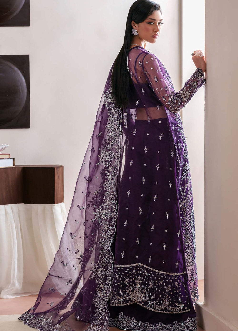 Starlet Jewels by Emaan Adeel Unstitched Embroidered Organza 3 Piece Suit EA26USF Tourmaline - Festive Collection