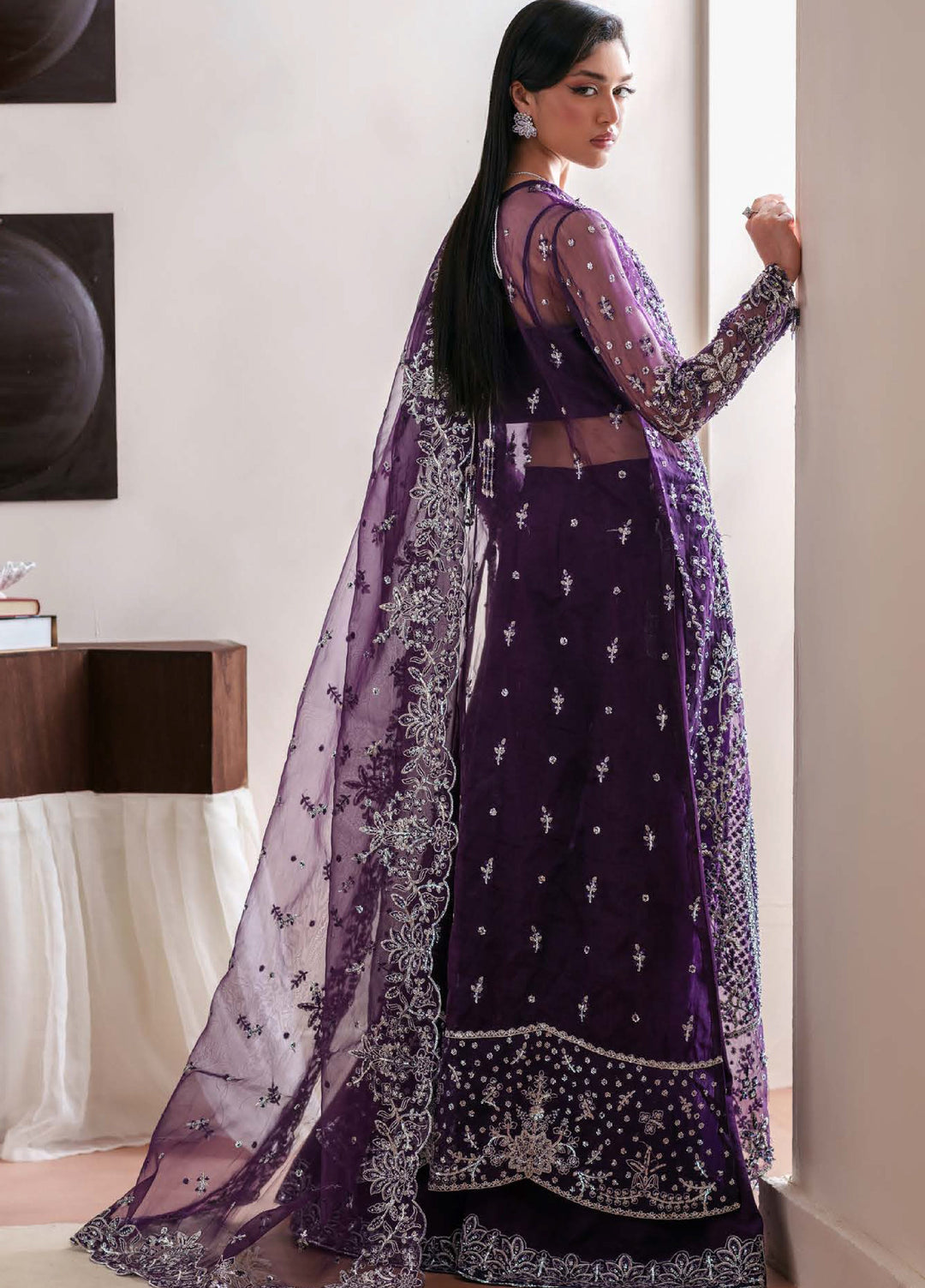 Starlet Jewels by Emaan Adeel Unstitched Embroidered Organza 3 Piece Suit EA26USF Tourmaline - Festive Collection