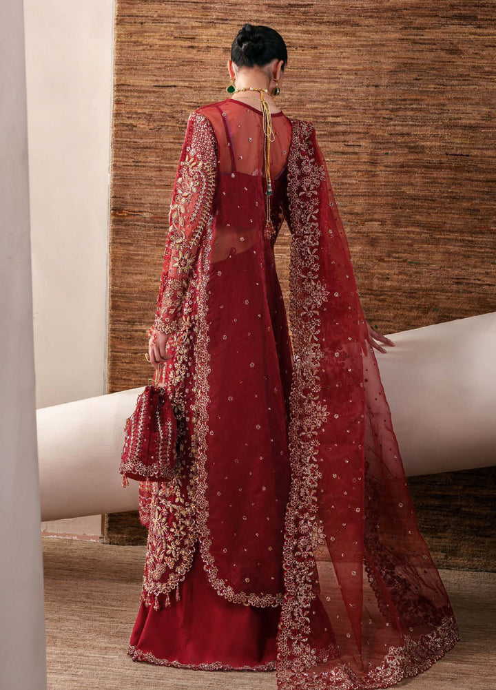 Starlet Jewels by Emaan Adeel Unstitched Embroidered Organza 3 Piece Suit EA26USF Ruby Veil - Festive Collection