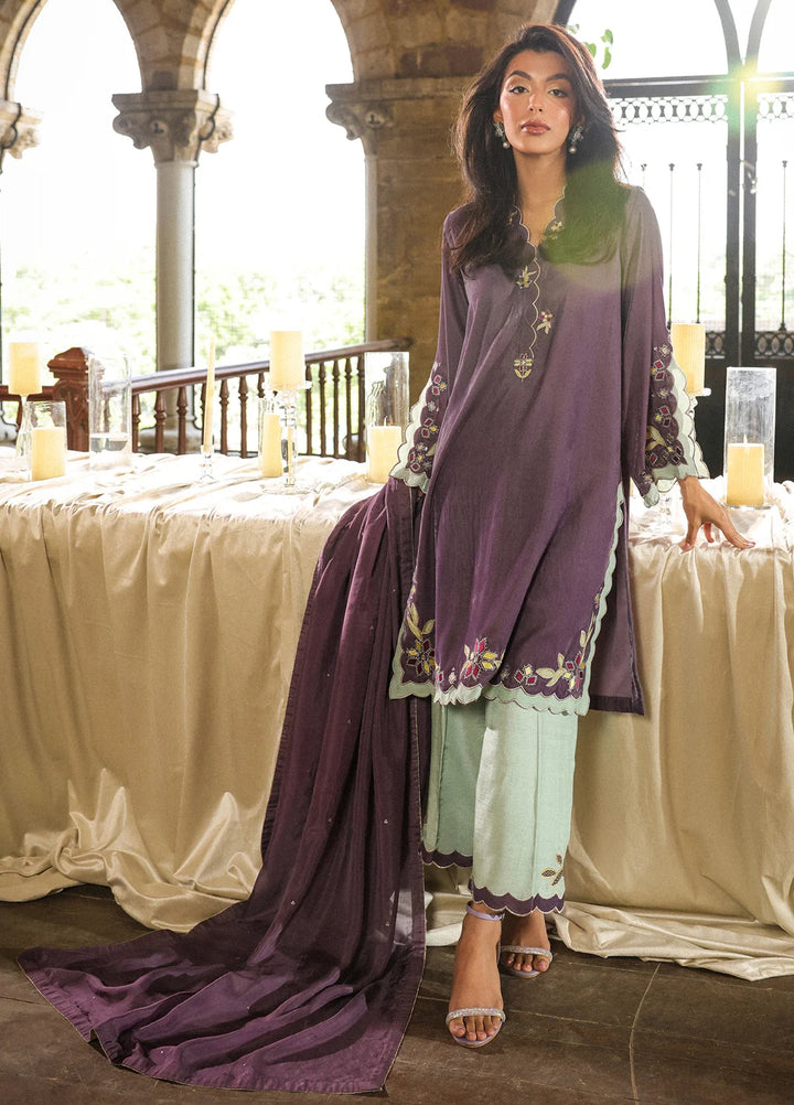 Elayra by Sahar Pret Velvet 3 Piece Embroidered Lilac Mist - Festive Collection