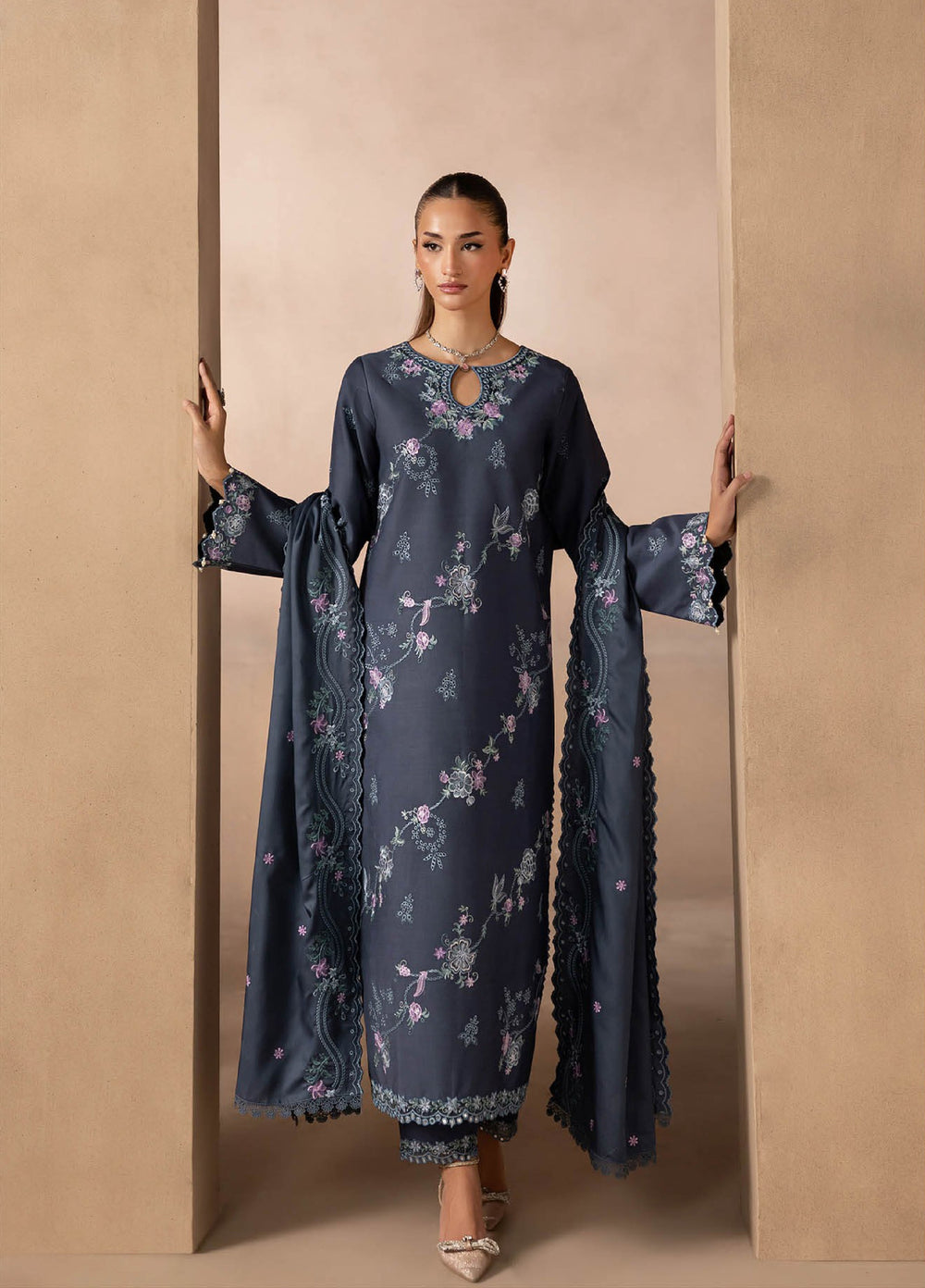 Sareen by Rajbari Unstitched Premium Viscose Chikankari 3 Piece RB25SC D-09 - Winter Collection