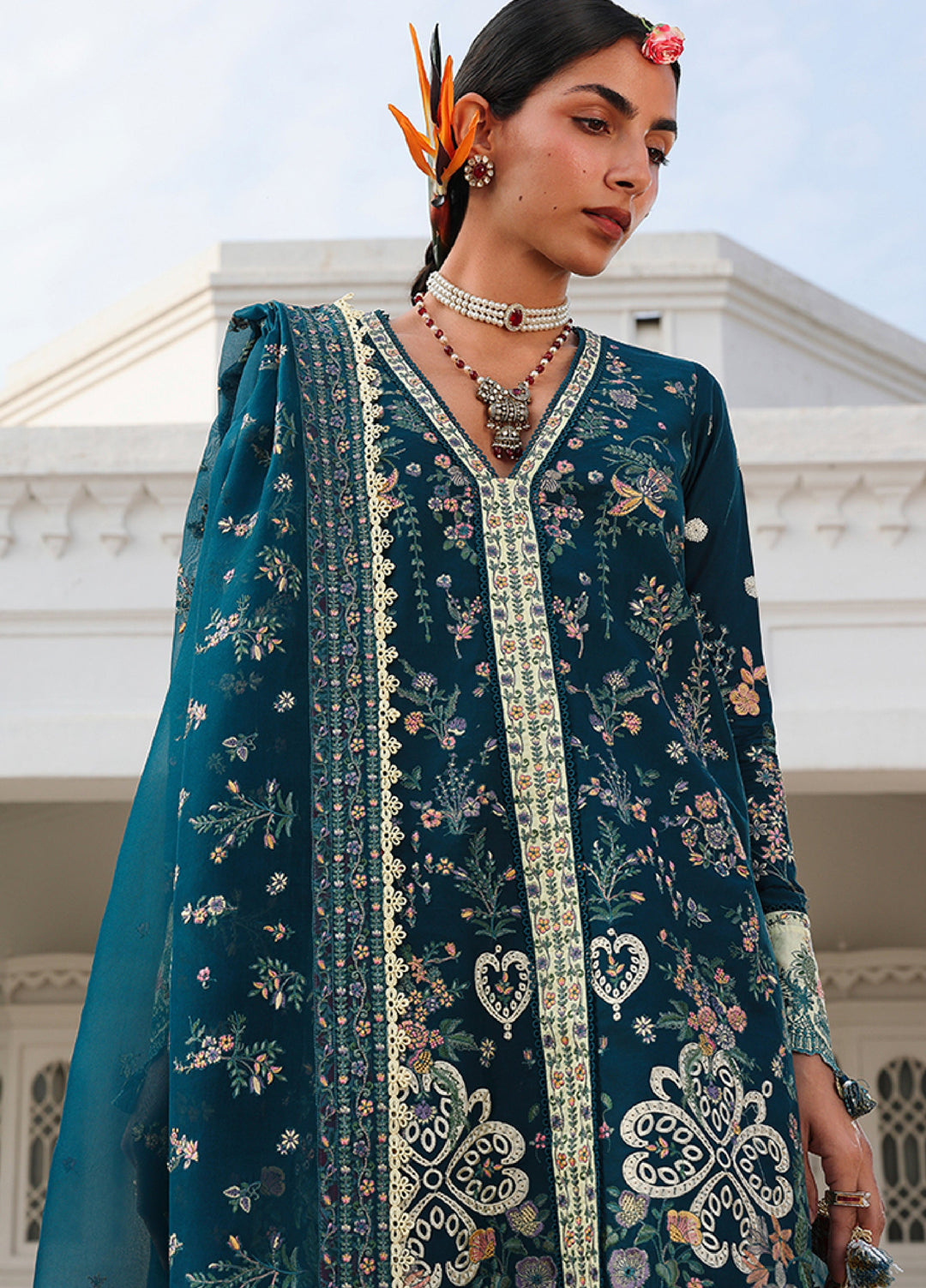 Kalabagh by Hussain Rehar Unstitched Embroidered Luxury Lawn 3 Piece Suit HR26UKL D11 Azraq - Festive Collection