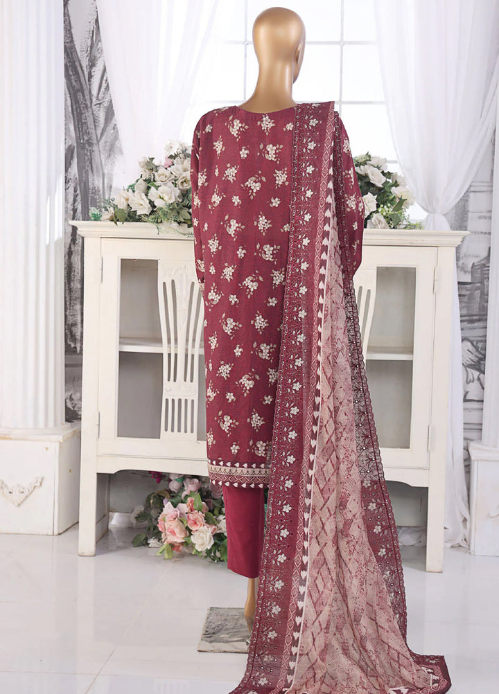 Hz Textiles Embroidered Jacquard Suits Unstitched 3 Piece PKE-208 - Winter Collection
