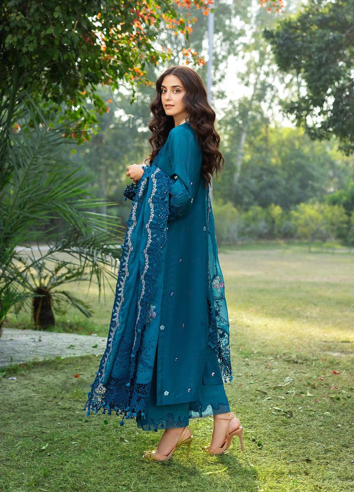 Elaf Premium Unstitched Embroidered Luxury Lawn 3 Piece Suit EL26UPL ELY-6 SAPPHIRE - Summer Collection