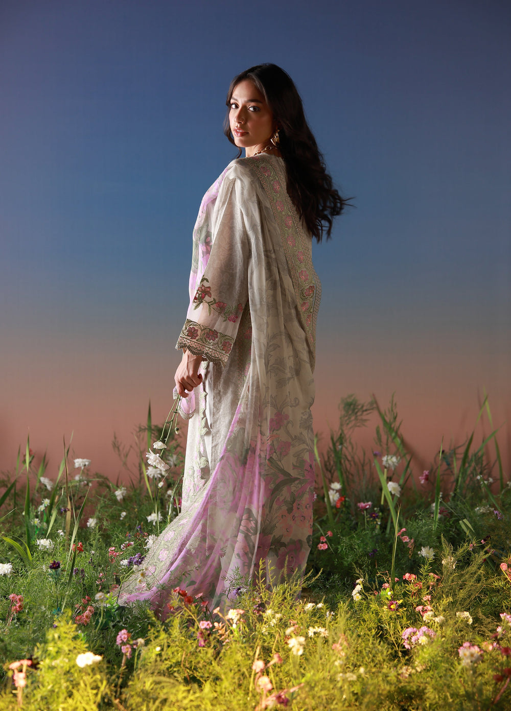 Mirha by Sahar Unstitched Embroidered Lawn 3 Piece Suit SS1-26-38 Ivory Petaline - Summer Collection