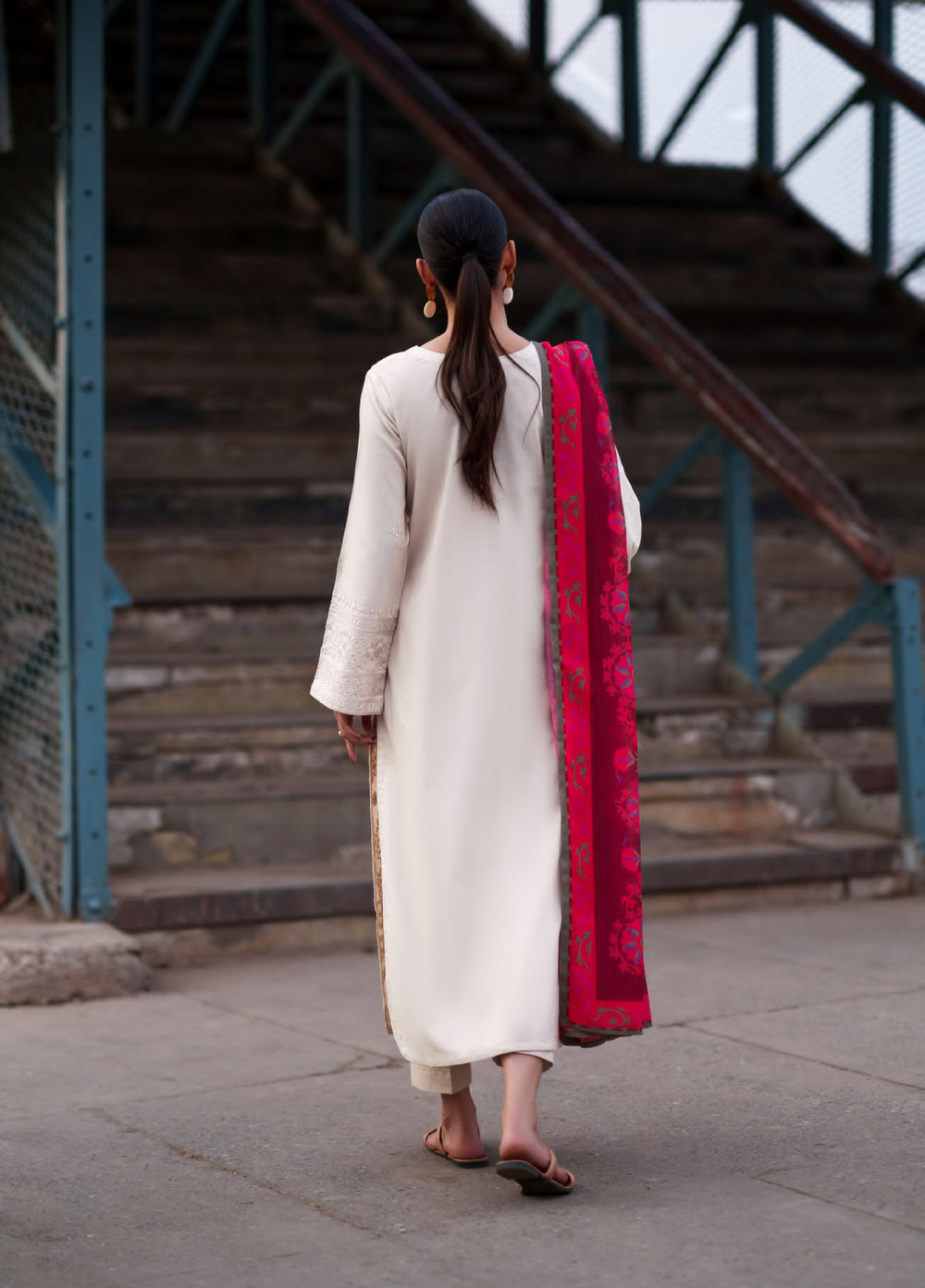 Summer Travels by Casuallite RTW Embroidered Cotton Lawn 3 Piece Suit CL26ULST OUTFIT 07 BLUSH IVORY - Casual Collection