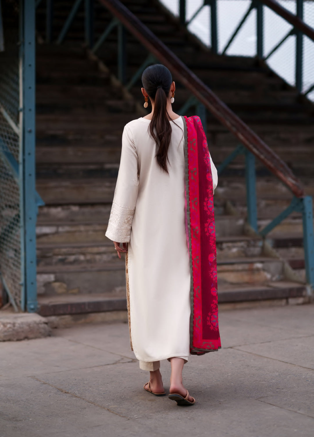 Summer Travels by Casuallite RTW Embroidered Cotton Lawn 3 Piece Suit CL26ULST OUTFIT 07 BLUSH IVORY - Casual Collection