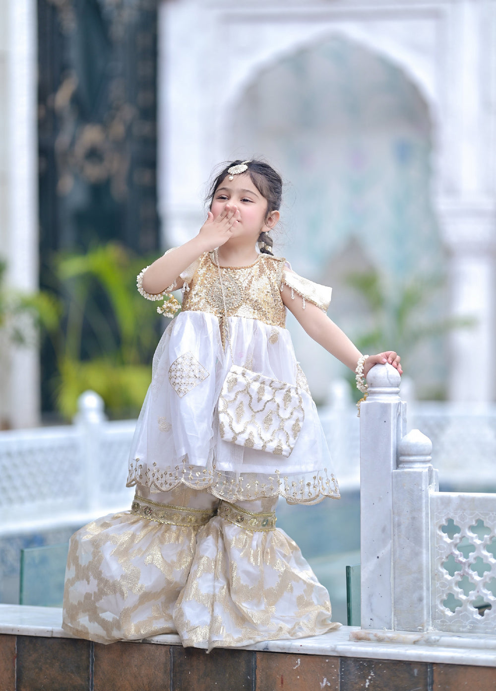 Andaz e Jahan by Qurratulain Saqib Pret kids Jamawar Organza 3 Piece Embroidered Rajasthani Guriya - Wedding Collection