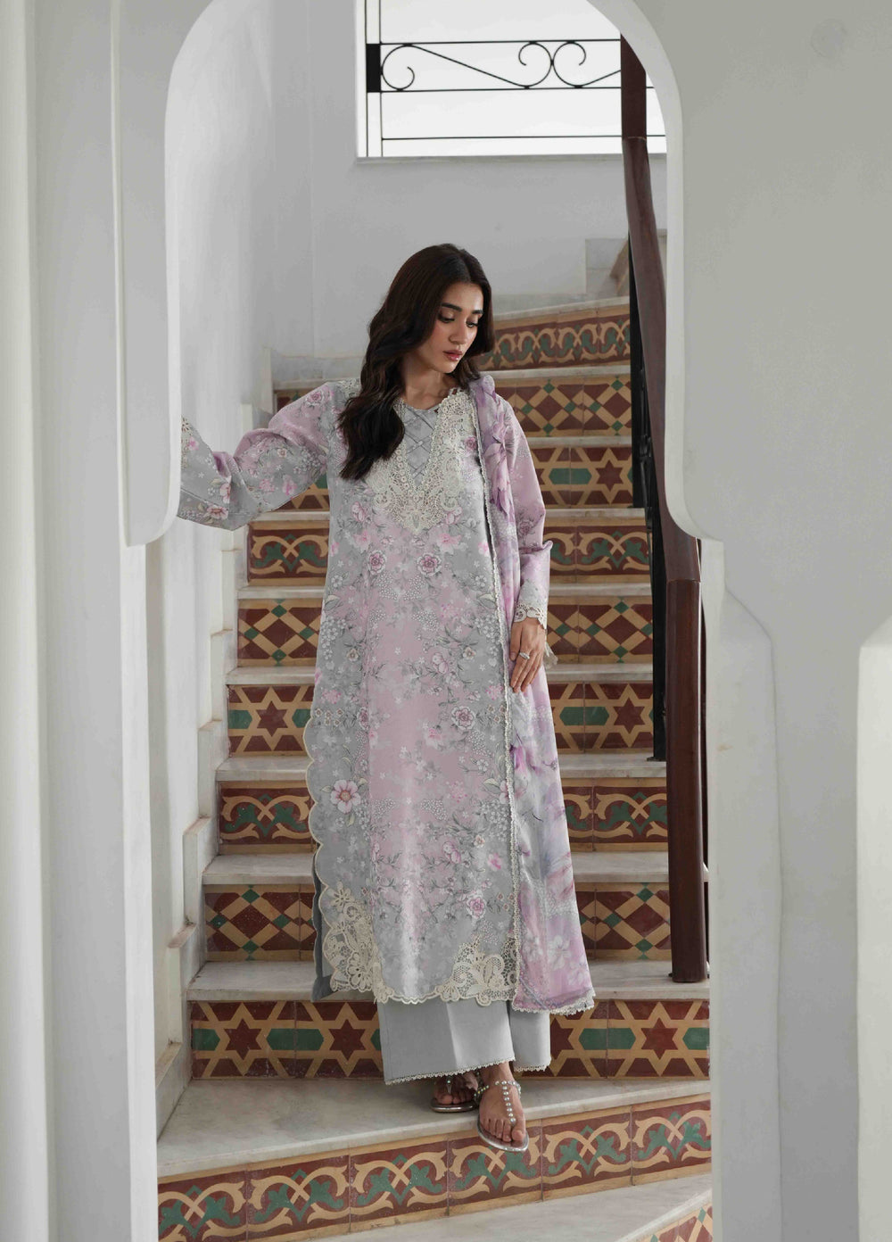 Summer Lines by Neeshay Unstitched Printed and Embroidered Lawn 3 Piece Suit NSH26ULS BLUSHMERE - Eid Collection