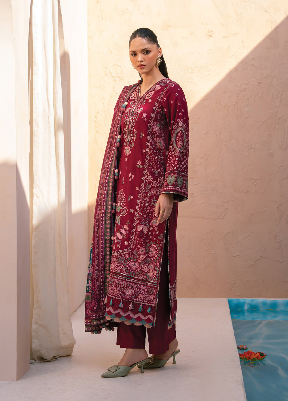 Rang e Khizaan by Xenia Unstitched Khaddar Embroidered Suits 3 Piece XE25SW D-02 DEEMAH - Winter Collection