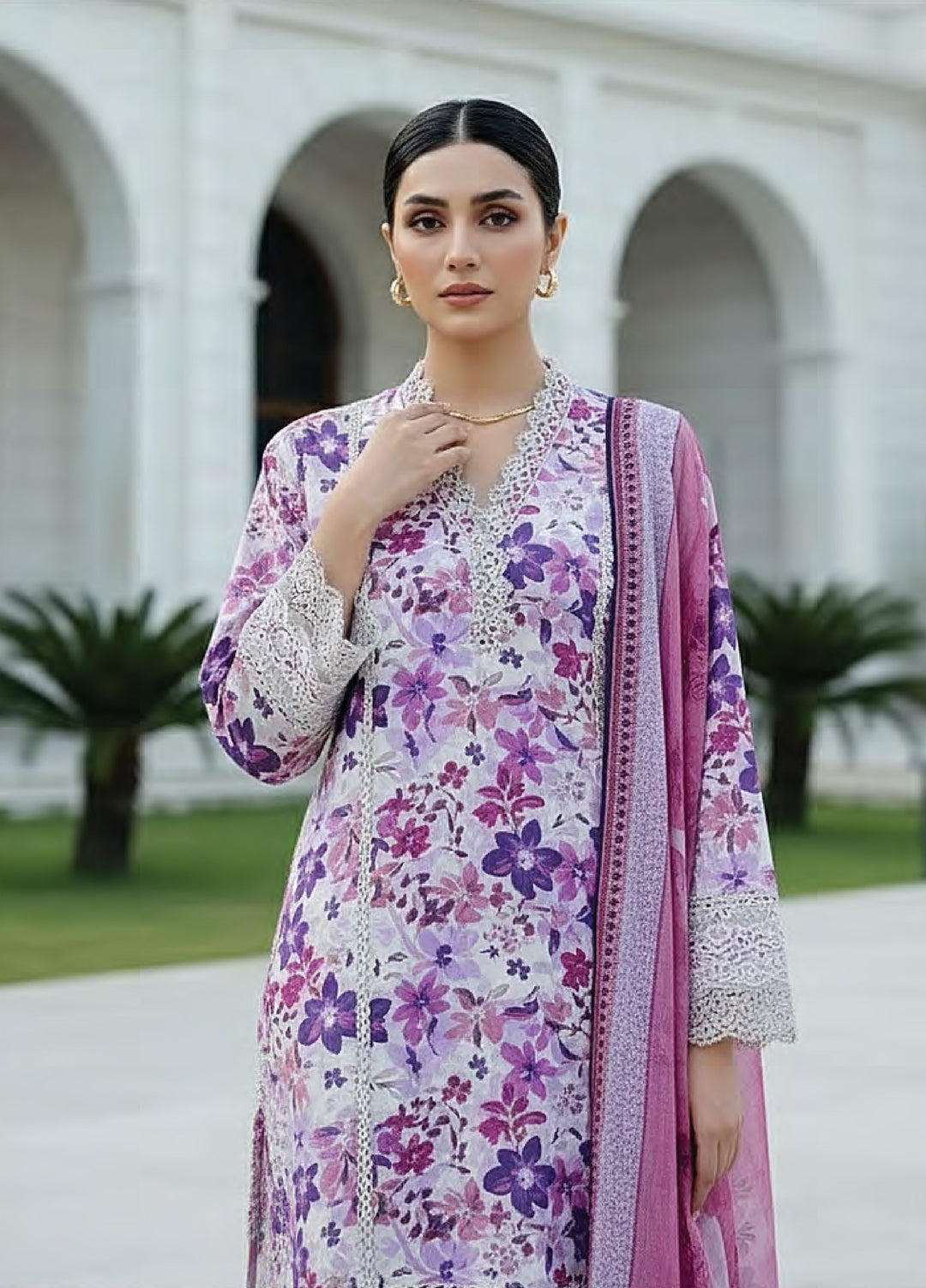 Komal Lawn by Lakhany Unstitched Embroidered Lawn 3 Piece Suit LSM26UK LG-IZ-0516 - Summer Collection