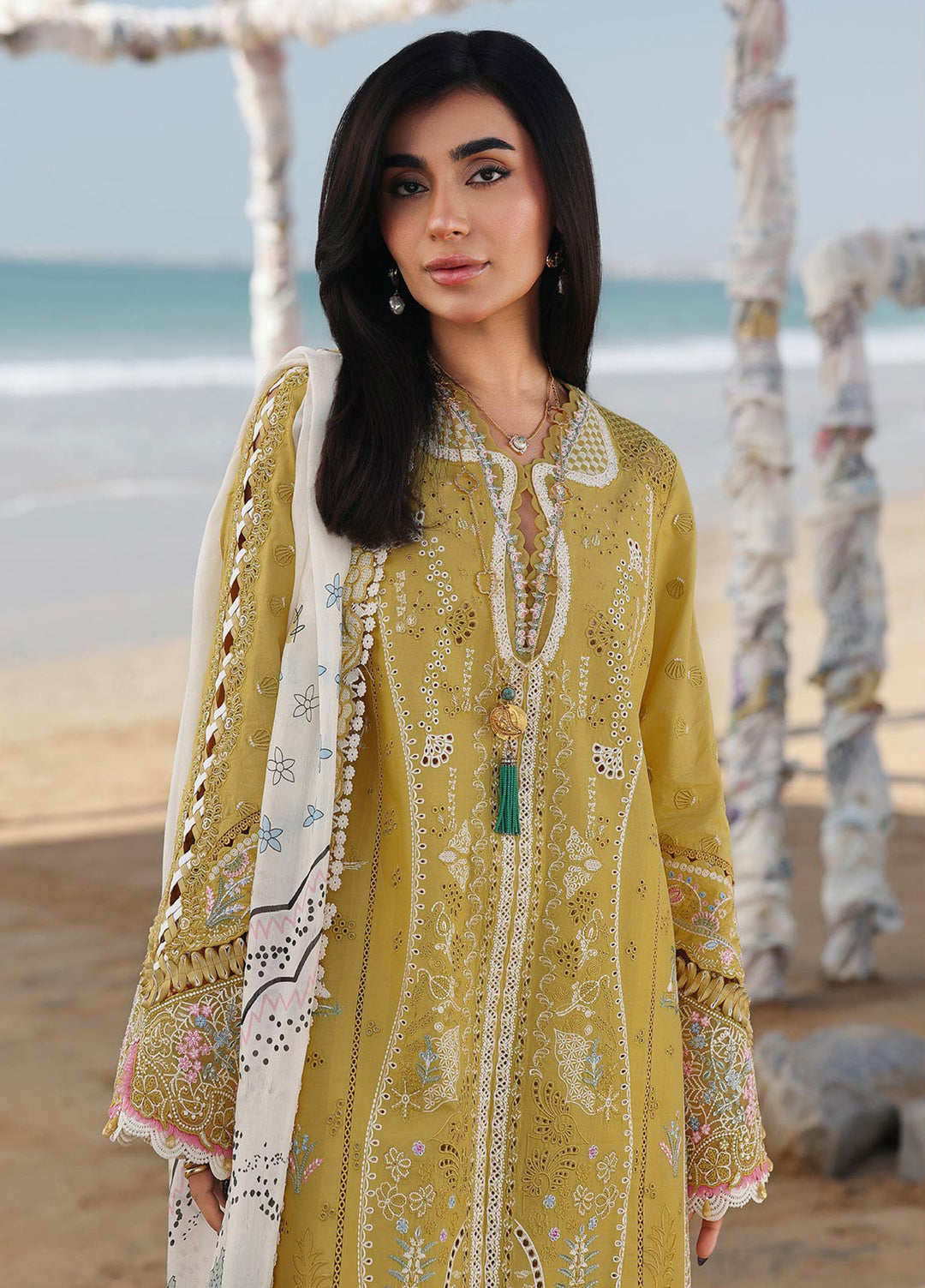 Sahil by Qalamkar Unstitched Embroidered Luxury Lawn 3 Pcs Suit QLK26US SA-07 Hira - Summer