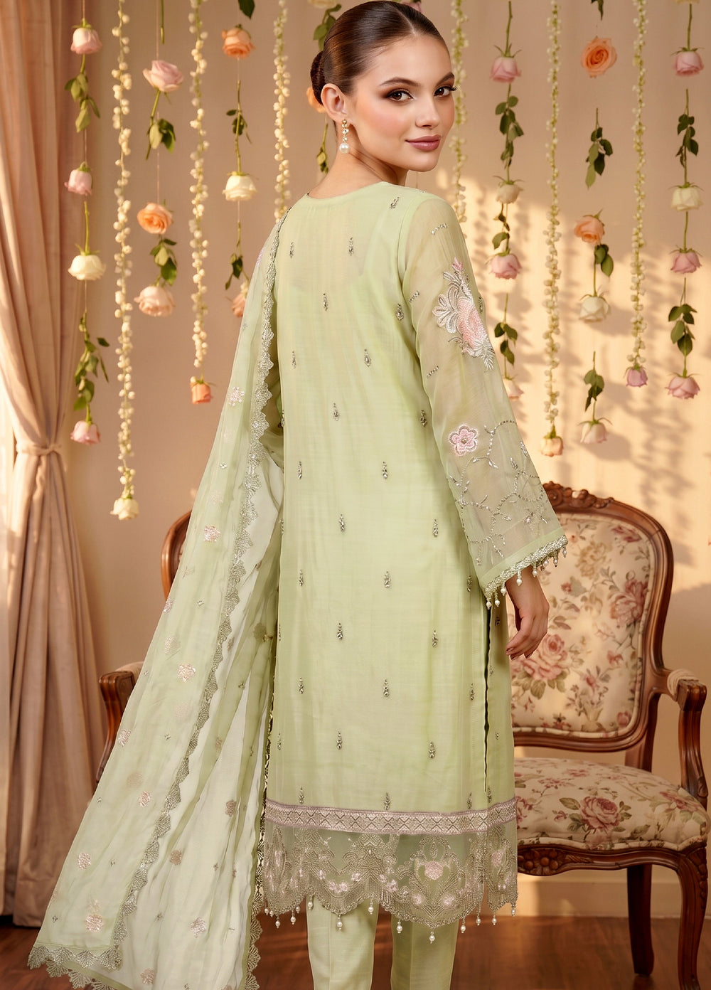 Anaya Noor by Zebtan Unstitched Embroidered Chiffon 3 Piece Suit ZB26UAC AN 01 - Festive Collection