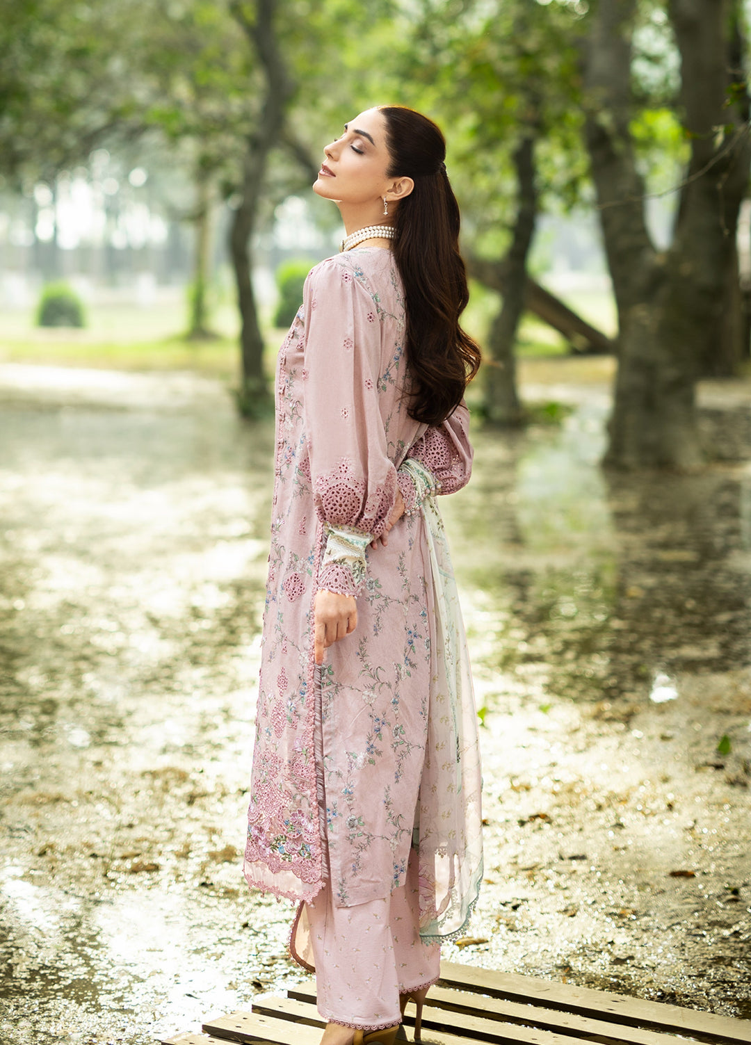 Elaf Premium Chikankari Unstitched Printed Lawn 3 Piece Suit EL26UPC ERC-8A SAHAA - Summer Collection