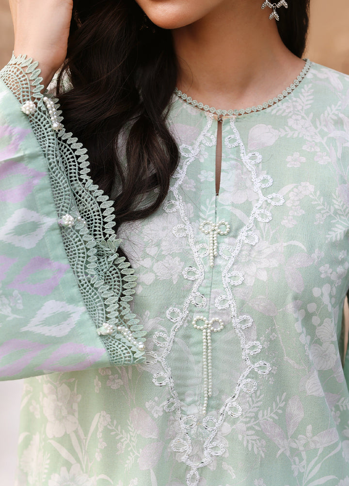 Cross Stitch Unstitched Embroidered Premium Lawn 3 Piece Suit CS26UCPL D20 SAGE GREEN - Eid Collection