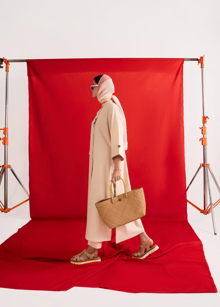 Like a Bird by Casuallite Women Pret Linen Solids Suits 2 Piece D-7 Dune Mode - Winter Collection