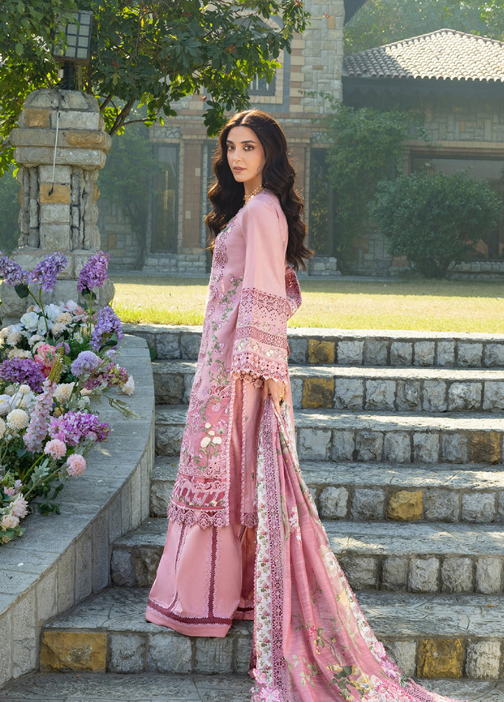 Elaf Premium Unstitched Embroidered Luxury Lawn 3 Piece Suit EL26UPL ELY-9 ROSEE - Summer Collection