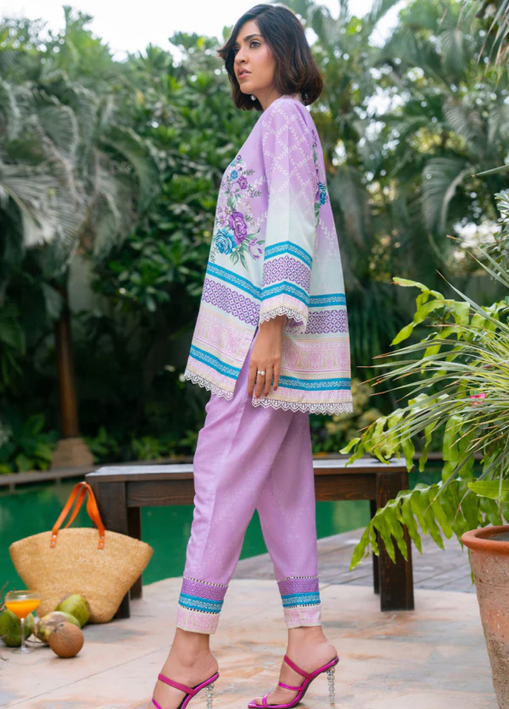 Nairah Women Pret Printed Arabic Lawn Suit NAH26PN Lavender Bloom - Spring Collection