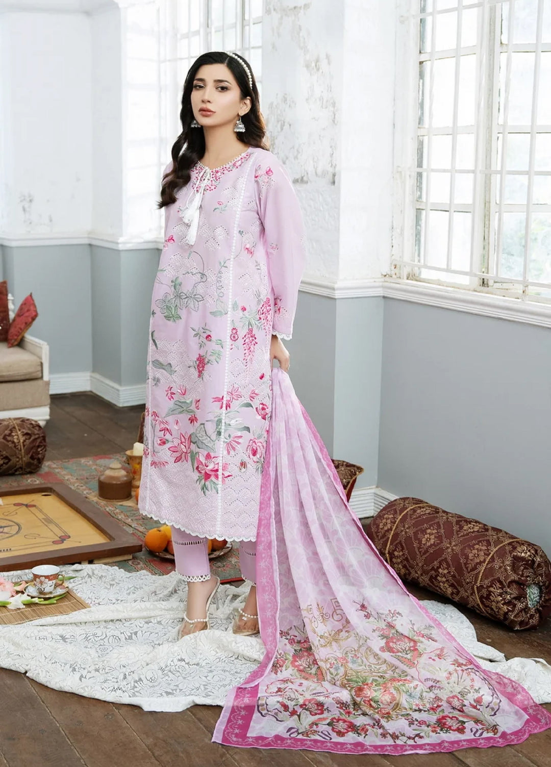 Dhaga Women RTW Embroidered Cotton 3 Piece DHG26PCN Meher - Eid Collection