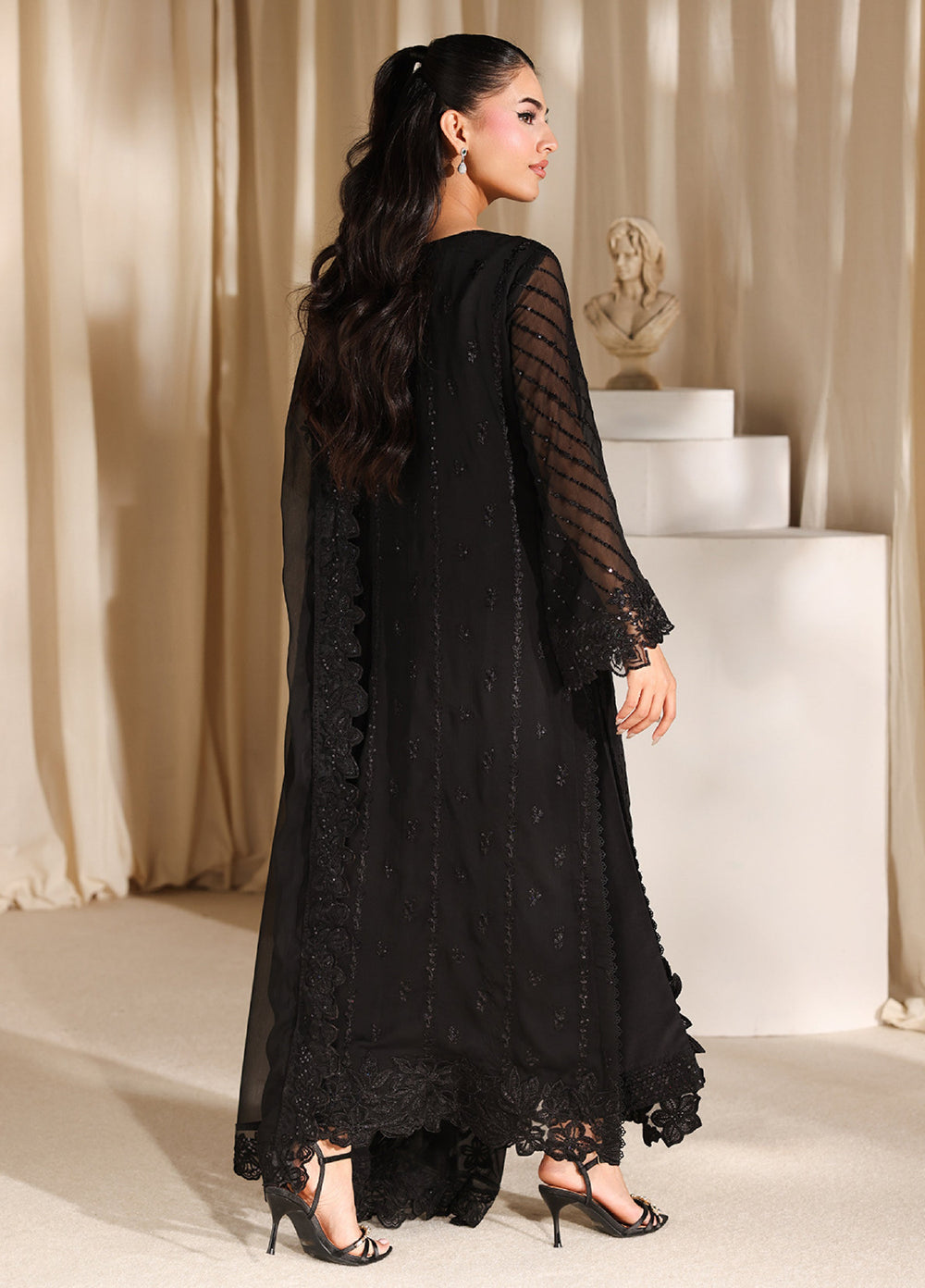 Azure Unstitched Embroidered Chiffon 3 Piece Suit AZ26ULC Black Pearl - Festive Collection