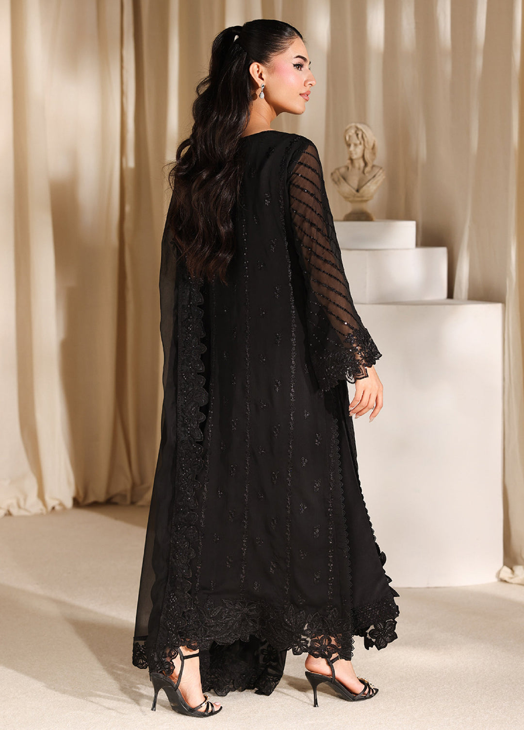 Azure Unstitched Embroidered Chiffon 3 Piece Suit AZ26ULC Black Pearl - Festive Collection