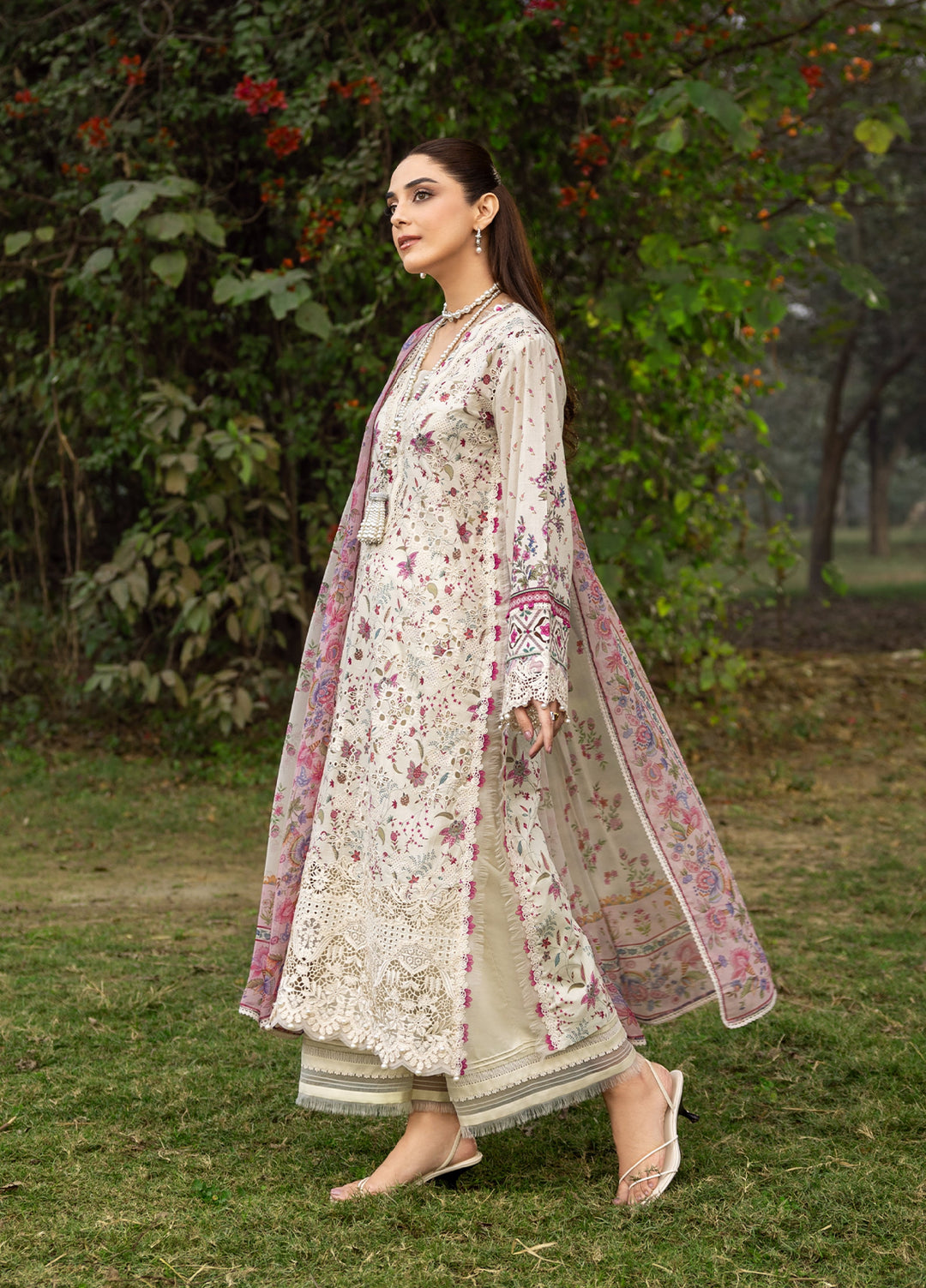 Elaf Premium Chikankari Unstitched Printed Lawn 3 Piece Suit EL26UPC ERC 5A MEHR - Summer Collection